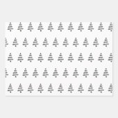 Elegantes Schwarzes Wasserfarben Tree Muster Weihn Geschenkpapier Set (Vorderseite)