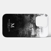 Elegantes Schwarzes Wasserfarbenmonogramm Case-Mate iPhone Hülle (Rückseite (Horizontal))