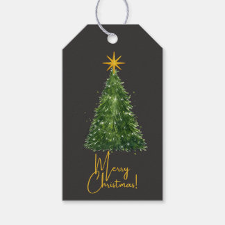 Elegantes schwarzes Weihnachtsbaum-Geschenk-Tag Geschenkanhänger