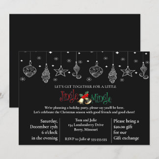Elegantes Schwarzes Weihnachtsdesign Einladung