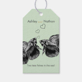 Elegantes Schwarzes Weiß Wasserfarbenfrohe Hochzei Geschenkanhänger