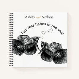 Elegantes Schwarzes Weiß Wasserfarbenfrohe Hochzei Notizblock