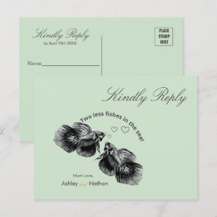 Elegantes Schwarzes Weiß Wasserfarbenfrohe Hochzei Postkarte