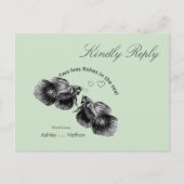 Elegantes Schwarzes Weiß Wasserfarbenfrohe Hochzei Postkarte (Vorderseite)