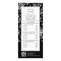 Elegantes Schwarzes & Weißes Florales Friseurstudi