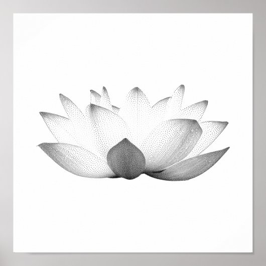 Elegantes Schwarzes & Weißes Lotus Floral Poster (Vorne)