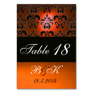 ELEGANTES SCHWARZES, WEISSES ORANGE GELBE DAMASK-M TISCHNUMMER