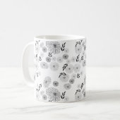Elegantes Schwarzes Wildblume Doodles Muster Kaffeetasse (Vorderseite Links)