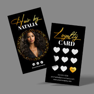 Elegantes Schwarzgold-Foto-Haarsalon Treuekarte