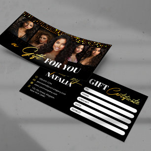 Elegantes Schwarzgold-Friseursalon-Geschenkgutsche