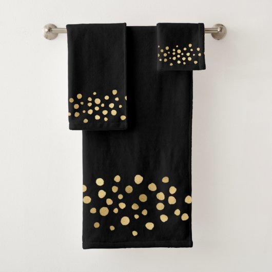 ELEGANTES SCHWARZGOLDLEOPARD SPOT BADEZIMMER TOWEL BADHANDTUCH SET (Insitu)