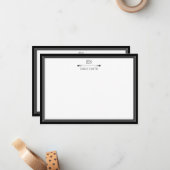 Elegantes Schwarzgrenzenmonogramm Mitteilungskarte (Vorderseite/Rückseite Beispiel)