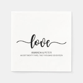 ELEGANTES SCHWARZHANDSCHRIFTLICHE LIEBE WEDPAPIER  SERVIETTE