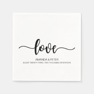 ELEGANTES SCHWARZHANDSCHRIFTLICHE LIEBE WEDPAPIER  SERVIETTE