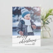 Elegantes Schwarzkalligraphiejahr im Foto Feiertagskarte (Stehend Vorderseite)