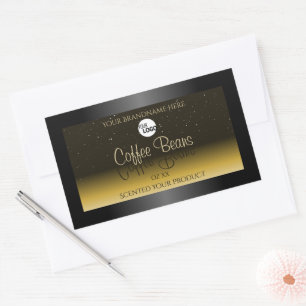 Elegantes Schwarzweiß-Beige Ombre-Logo Rechteckiger Aufkleber