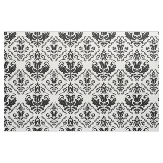 Elegantes Schwarzweiss-Damast-Muster Stoff (Fat Quarter (45,7 x 55,9 cm))