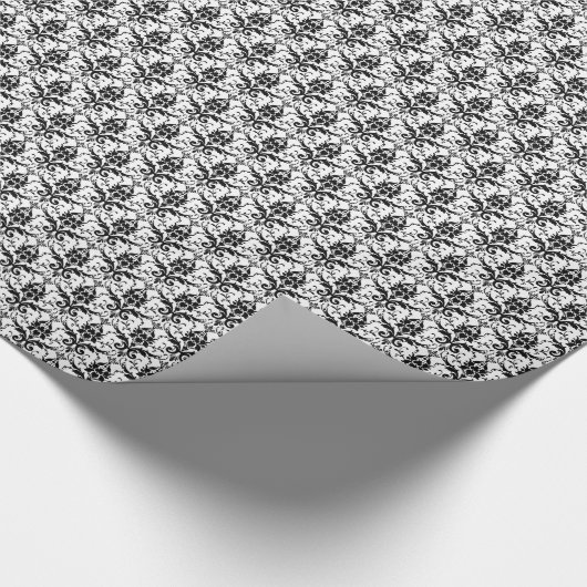 Elegantes Schwarzweiss-Damast-Packpapier Geschenkpapier (Ecke)