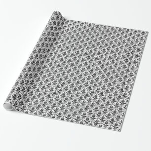 Elegantes Schwarzweiss-Damast-Packpapier Geschenkpapier