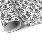 Elegantes Schwarzweiss-Damast-Packpapier Geschenkpapier (Rolleneckpunkt)