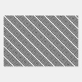 Elegantes Schwarzweiß-Griechen-Mander-Muster Geschenkpapier Set (Vorderseite 3)