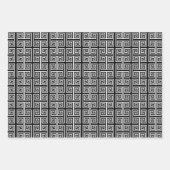 Elegantes Schwarzweiß-Griechen-Mander-Muster Geschenkpapier Set (Vorderseite)