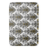 Elegantes Schwarzweiss mit Touch des Golddamastes Badematte (Vorderseite Vertikal)