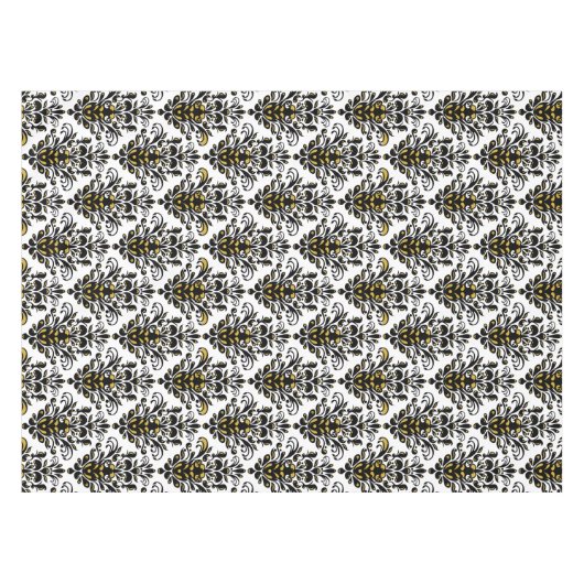 Elegantes Schwarzweiss mit Touch des Golddamastes Tischdecke (Vorderseite (Horizontal))