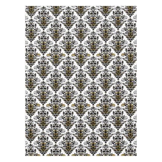 Elegantes Schwarzweiss mit Touch des Golddamastes Tischdecke (Vorderseite)