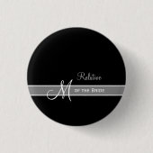 Elegantes Schwarzweiss-Monogramm, das Button (Vorderseite)