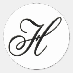 Elegantes Schwarzweiss-Monogramm H Runder Aufkleber