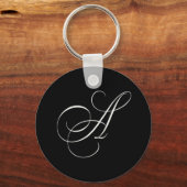 Elegantes Schwarzweiß-Monogramm - Initial A Schlüsselanhänger (Vorderseite)