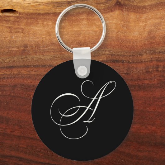 Elegantes Schwarzweiß-Monogramm - Initial A Schlüsselanhänger (Vorderseite)