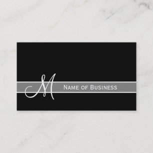 Elegantes Schwarzweiss-Monogramm mit Namen Visitenkarte