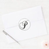 Elegantes Schwarzweiß-Monogramm P Runder Aufkleber (Umschlag)
