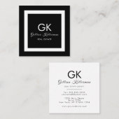 Elegantes Schwarzweiss-Monogramm Quadratische Visitenkarte (Vorne/Hinten)