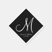 Elegantes Schwarzweiß-Monogramm Serviette (Ecke)