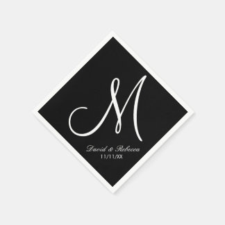 Elegantes Schwarzweiß-Monogramm Serviette