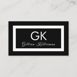Elegantes Schwarzweiss-Monogramm Visitenkarte