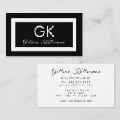 Elegantes Schwarzweiss-Monogramm Visitenkarte (Vorne/Hinten)