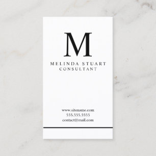 Elegantes Schwarzweiss-Monogramm Visitenkarte