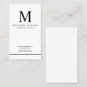 Elegantes Schwarzweiss-Monogramm Visitenkarte (Vorne/Hinten)