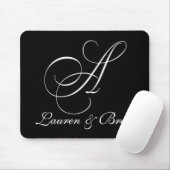Elegantes Schwarzweiss-Monogramm - zeichnen Sie A Mousepad (Mit Mouse)