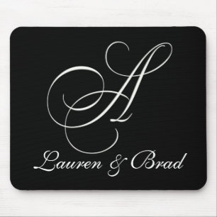 Elegantes Schwarzweiss-Monogramm - zeichnen Sie A Mousepad