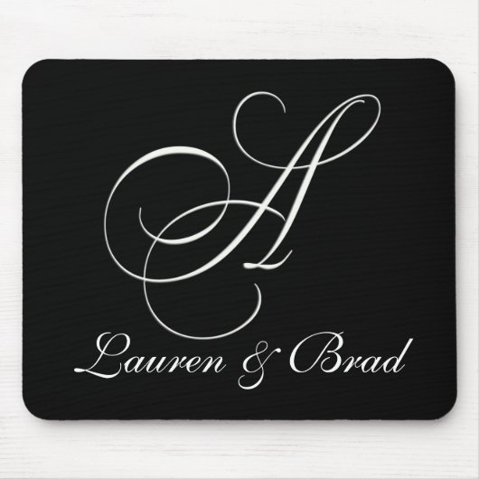 Elegantes Schwarzweiss-Monogramm - zeichnen Sie A Mousepad (Vorne)