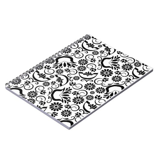 Elegantes Schwarzweiß-Notebook Notizblock (Linke Seite)