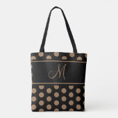 Elegantes Schwarzweiß Polka Dots Stripe Monogram T Tasche (Rückseite)