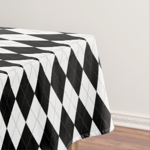 Elegantes Schwarzweiss-Rauten-Muster Tischdecke
