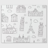 elegantes Schwarzweißpapier Geschenkpapier (Flach)