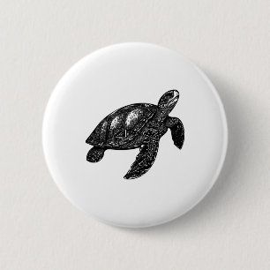 Elegantes Schwimmen Alte Wasserschildkröte Kopie Button